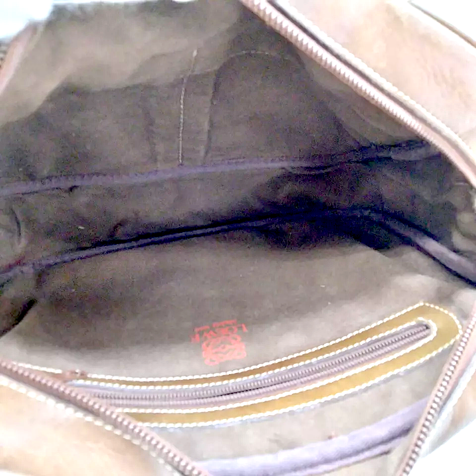 LOEWE MADRID. Brown/Cream Leather Shoulderbag/Handbag