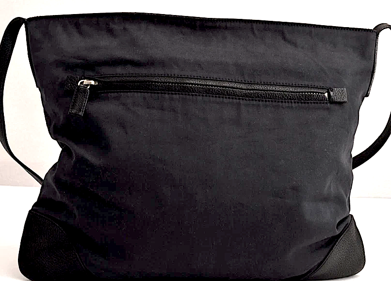 PRADA ITALY. Vintage Black Leather/Tessuto Nylon Shoulderbag