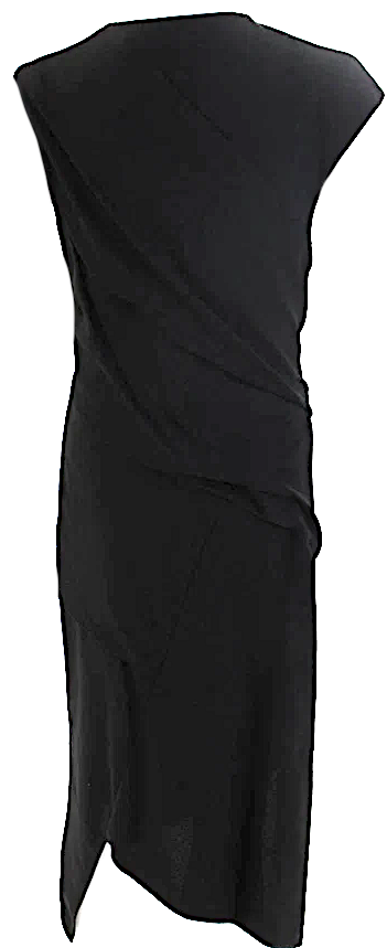 Proenza Schouler NYC. Black Acetate BodyCon Zippered Pleated Sleeveless Midi Dress