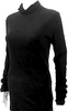 Helmut Lang NYC. Black Cotton Mock Neck Striped Long Sleeve Top