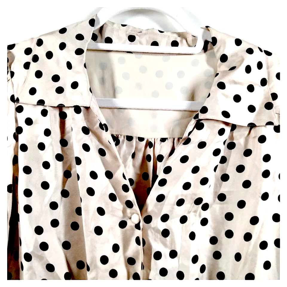 DOLCE&GABBANA ITALY. Cream/Black Polka Dot Silk Dress