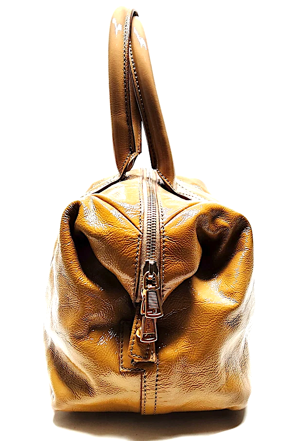 Yves Saint Laurent Paris. Honey Color "Wet Look" Coated Shoulder Bag / Hand Bag