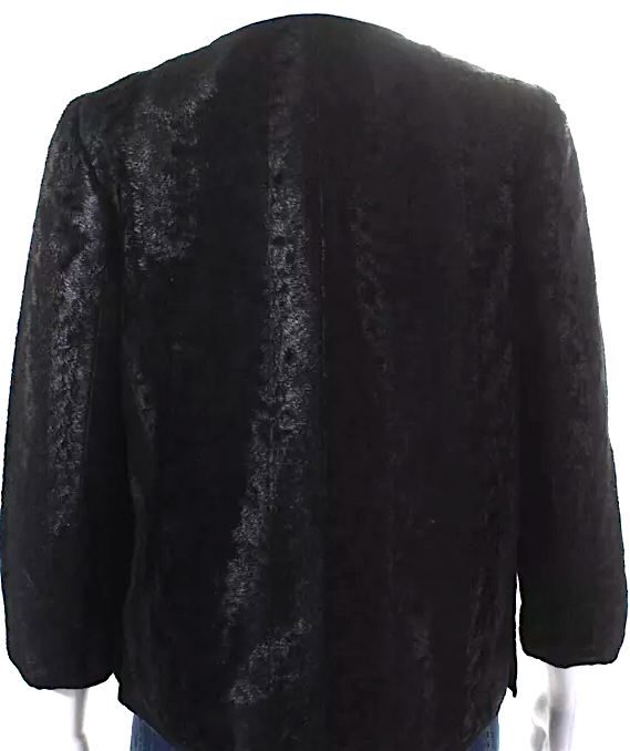 Elizabeth & James NY. (The Row) Black Textured Fur Zipped Long Sleeve Jacket