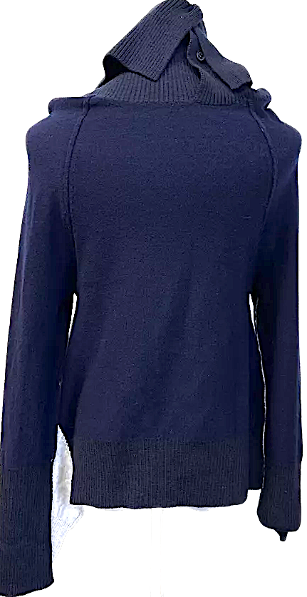 Yohji Yamamoto Japan.Dark Blue And Pale Blue/grey, Cowl Neck Oversized Sweater