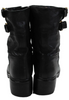Prada Sport Italy. Black Leather  Slip On Block Heel Double Buckle Boots Size 39.5