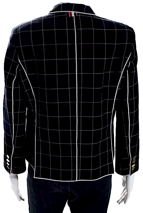 Thom Browne NY. Collared Long Sleeves Unlined Plaid Blazer