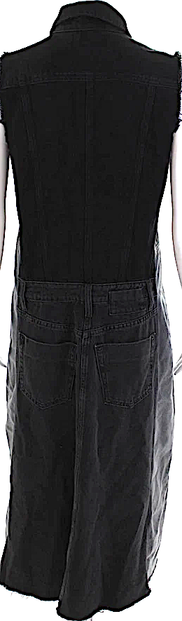 Maison Margiela MM6 Paris. Black Grey Denim Half Button Down Dress w/Back Pockets