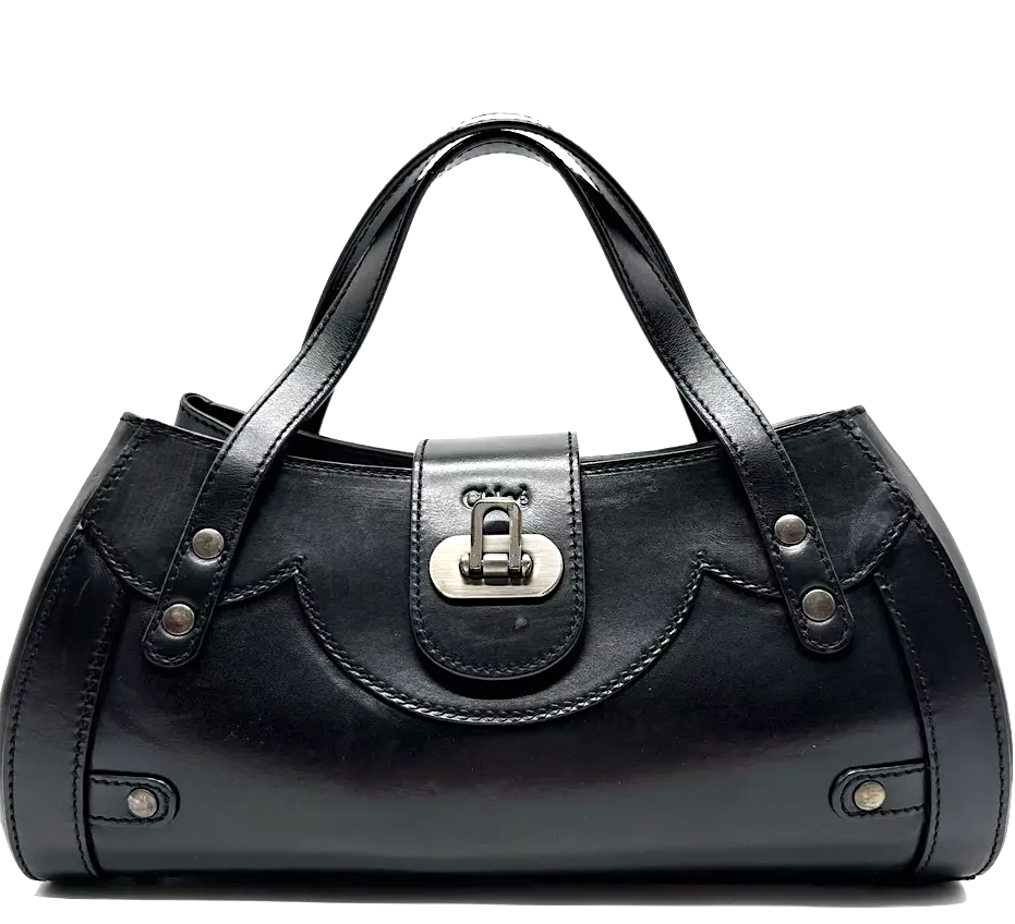 Chloe Paris. Black Leather Handbag Shoulderbag / Handbag Silver Hardware