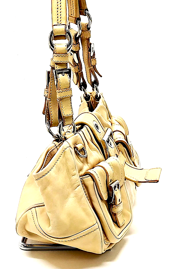 Prada Italy. Beige Leather Shoulderbag