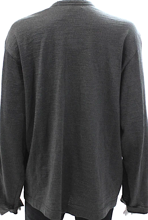 Comme Des Garcons JAPAN. SHIRT. Dark Gray Wool Crew Neck Zip Long Sleeve Top