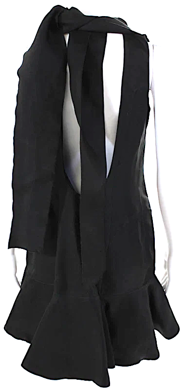 Marni Italy. Black Folded Detail Backless Tied Mini Dress Solid Black