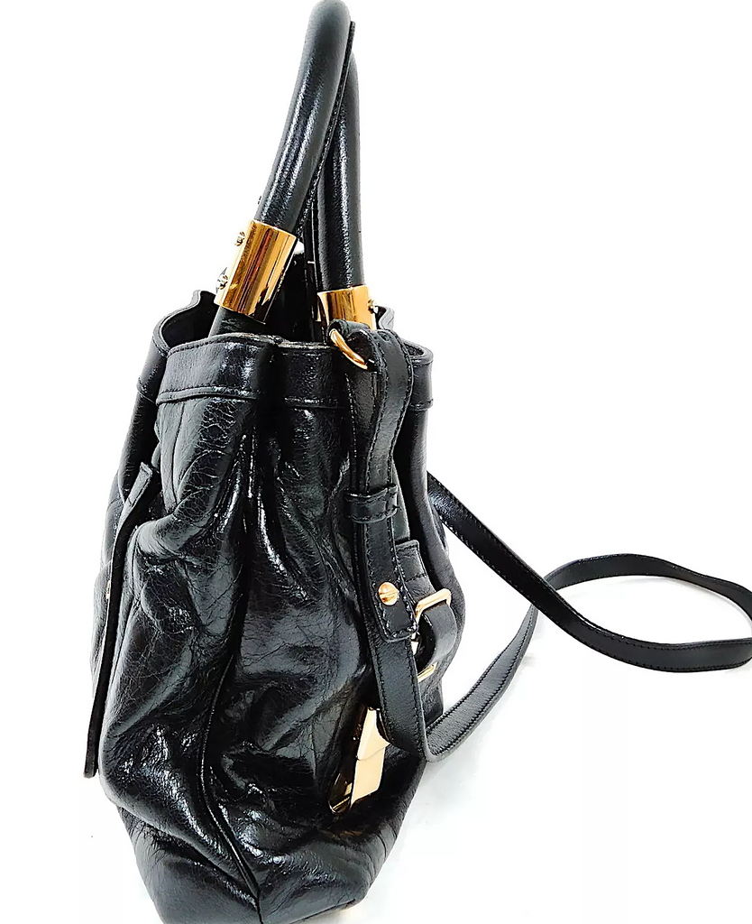 Chloe Paris. Black Distressed Leather Shoulderbag/ Handbag/Crossbody Strap