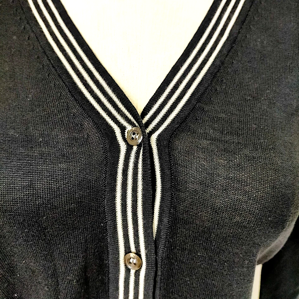 Fendi Italy. Black Cotton Blend Button Front Cardigan Style Top