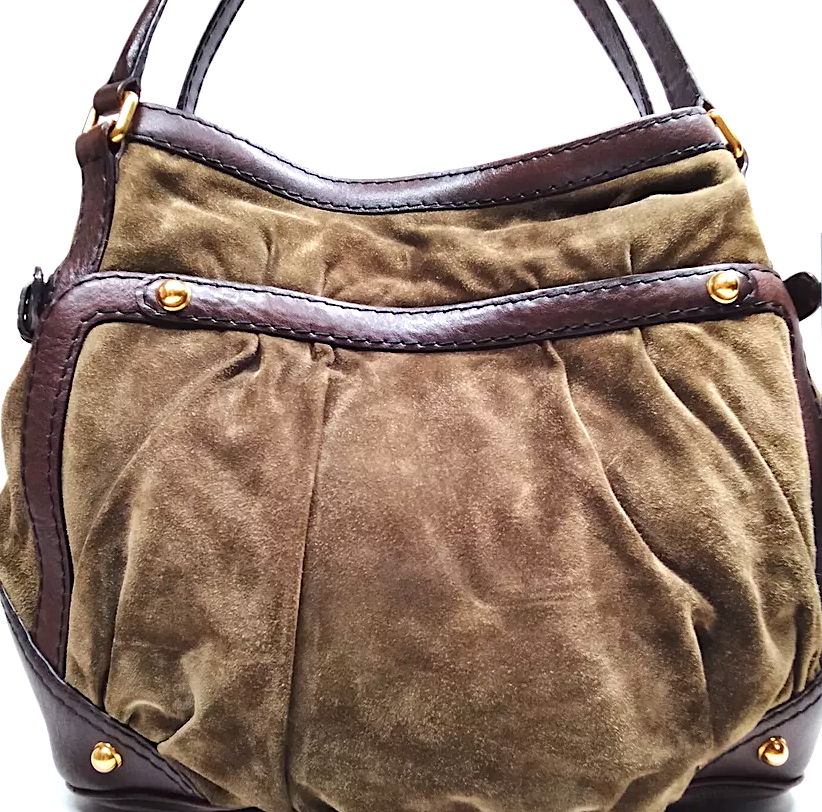 Gucci Italy. Olive Suede Leather Hobo Style Shoulderbag / Tote Bag