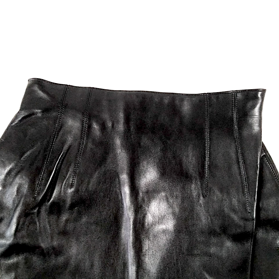 Christian Dior Paris. Black Lambskin Leather Skirt