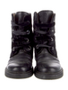 Barney's New York Black Leather/Velvet/Suede Combat Boots Size: 8