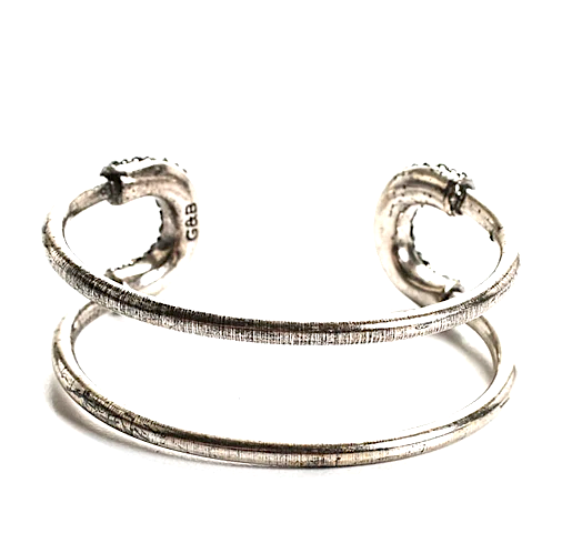 Giles & Brother NY. Vintage Silverplated Crystals Embellishment Cortina Cuff Bracelet
