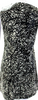 Balenciaga Paris. Black/White Back Zip Crew Neck Abstract Leather Dress