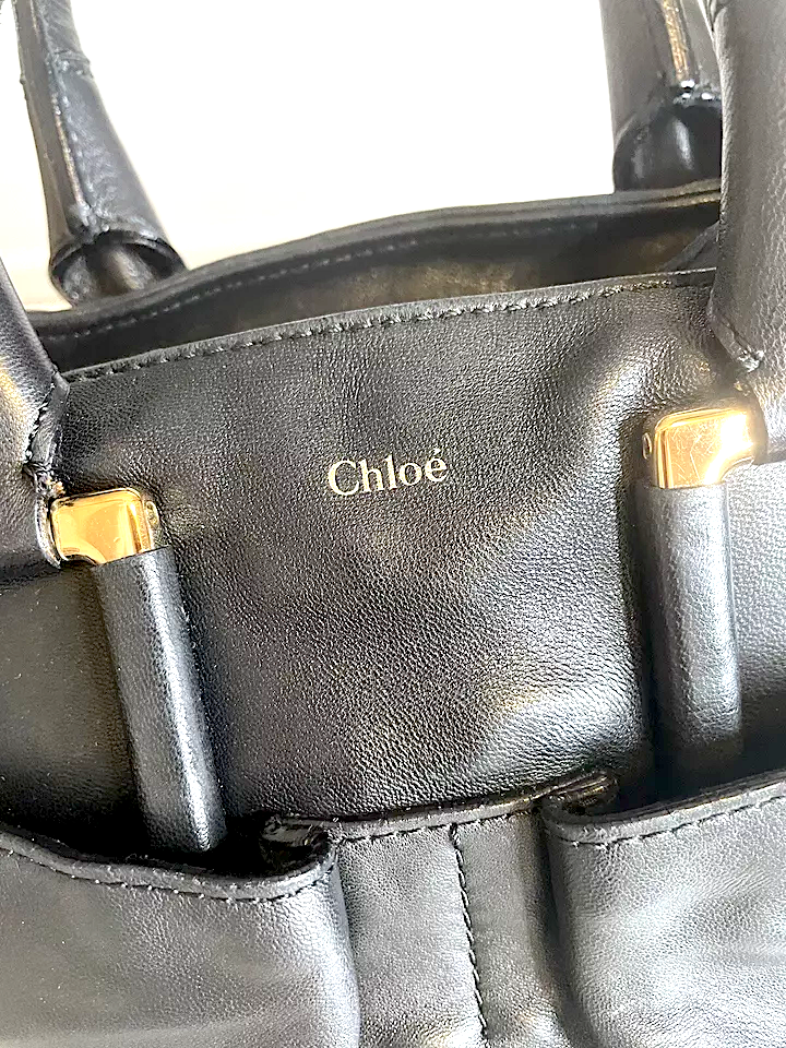 Chloe Paris. Phoebe Philo Designer. Rare Black LambskinFull Leather MINI "Ethel" Ltd. Edition  2 Way Leather Handbag/Shoulder Bag