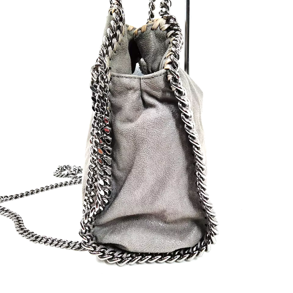 Stella McCartney UK. Gray "Falabella" Small/Medium Vegan Leather "Falbella" Shoulder Bag