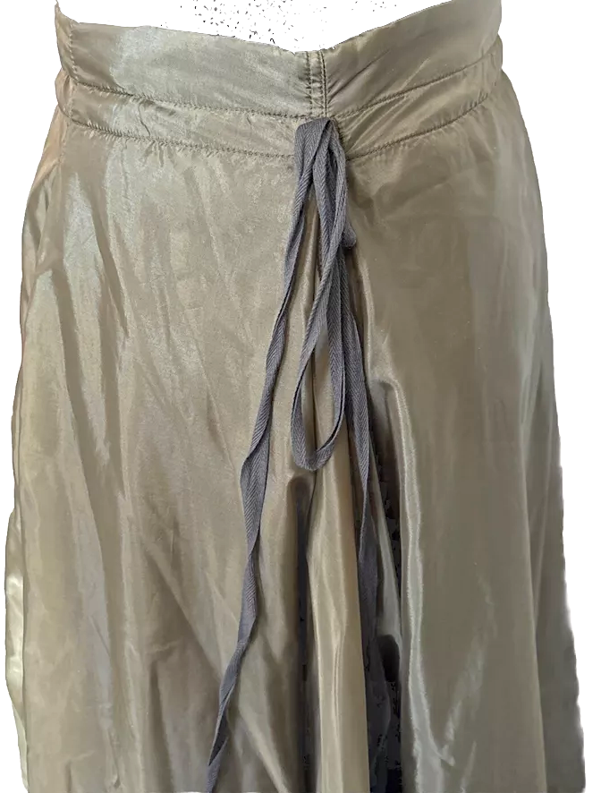 Ann Demeulemeester Belgium. Dark Chartreuse Parachute Skirt Drawstring Waist