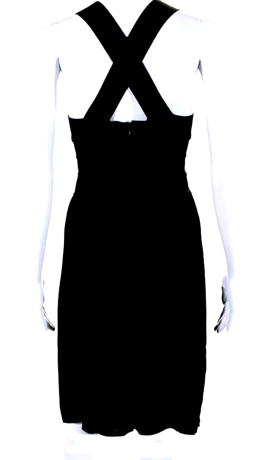 Proenza Schouler NY. Viscose Back Zip Sleeveless V Neck Black Knit Dress