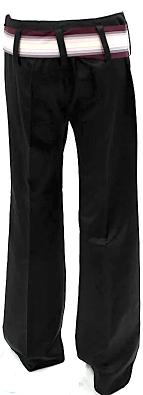 Chloe Paris. Black High Rise Grosgrain Belt Pleated Dress Pants