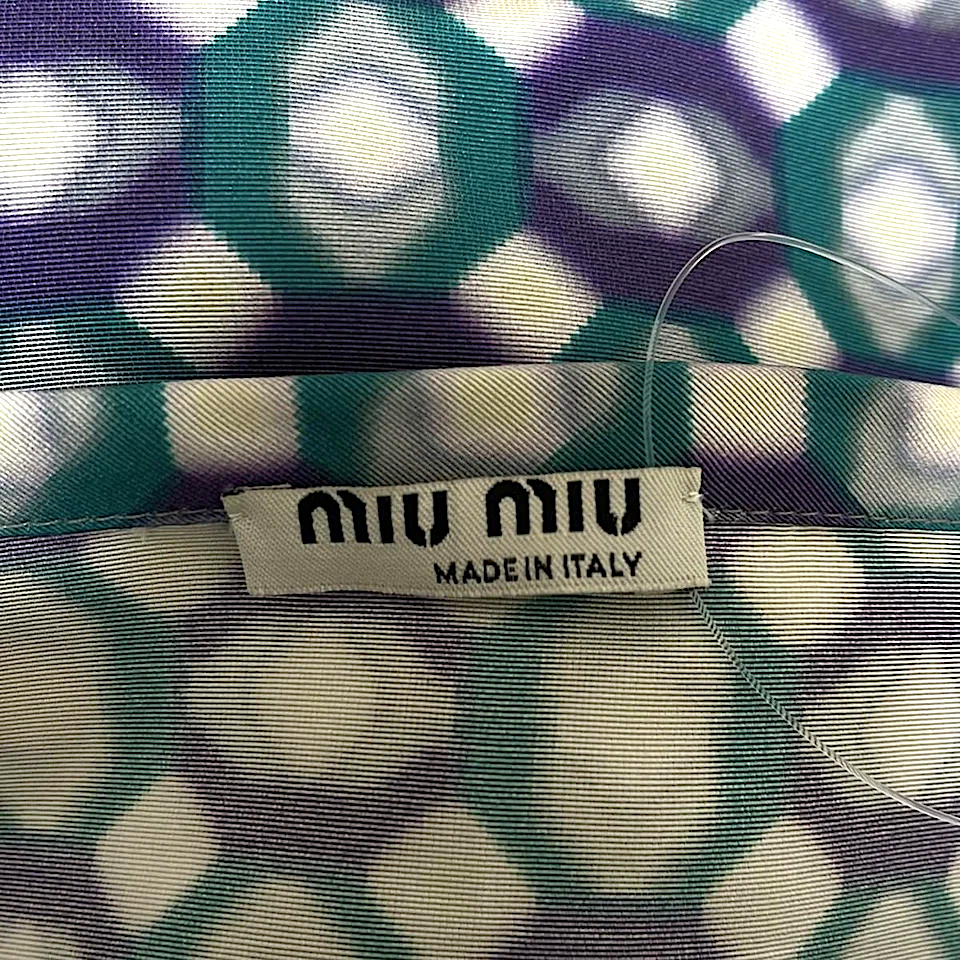 MIU MIU ITALY. Geometric Pattern Poly-Blend Abstract Mod Dress