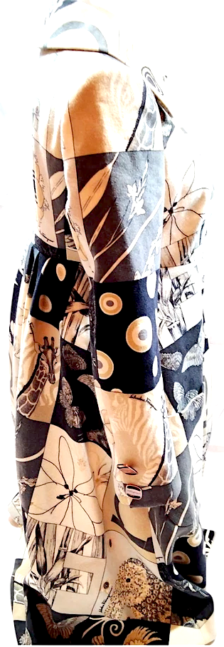 Ferragamo Italy. Multi Color Abstract Wool, Nylon Coat