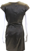 Helmut Lang NYC. Brown Silk Side Zip Cap Sleeve Scoop Neck Mini Dress