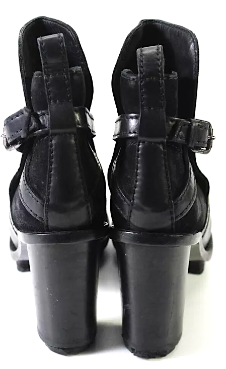 Acne Studios Sweden. Black Leather Strappy Blocked Heels Ankle Boots Size 8