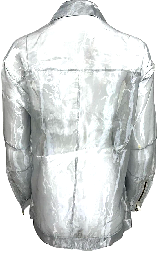 BLK DNM Stockholm/NYC. NEW W/TAG. Silver Polyester Leather Details Jacket