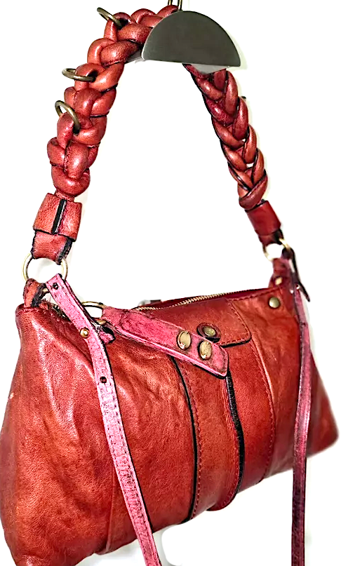 Chloe Paris. PHOEBE PHILO DESIGNER. Burnt Sienna Color Heloise Hobo Braided Leather Handle, Crossbody Bag