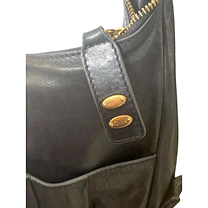 CHLOE PARIS. Phoebe Philo Designer. Black Heloise Hobo Braided Crossbody Shoulderbag