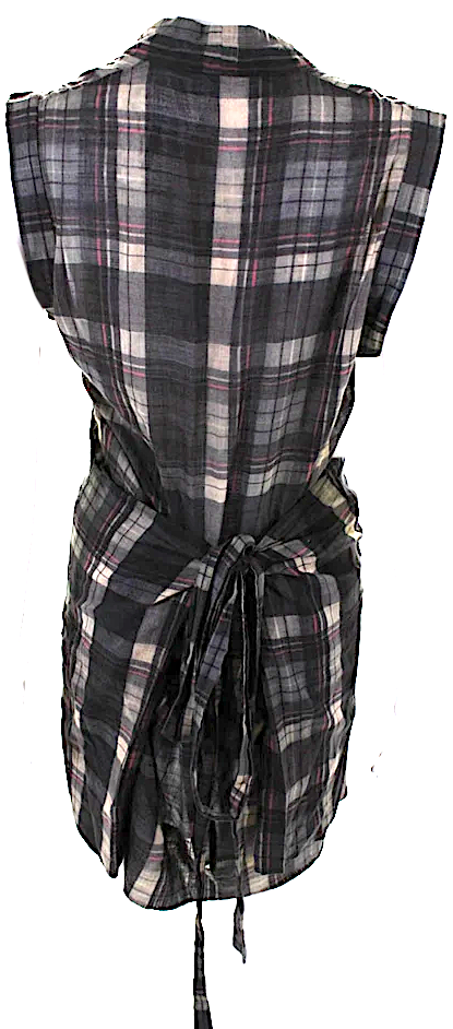 Isabel Marant Etoile Paris. Grey Plaid Sleeveless V Neck Dress
