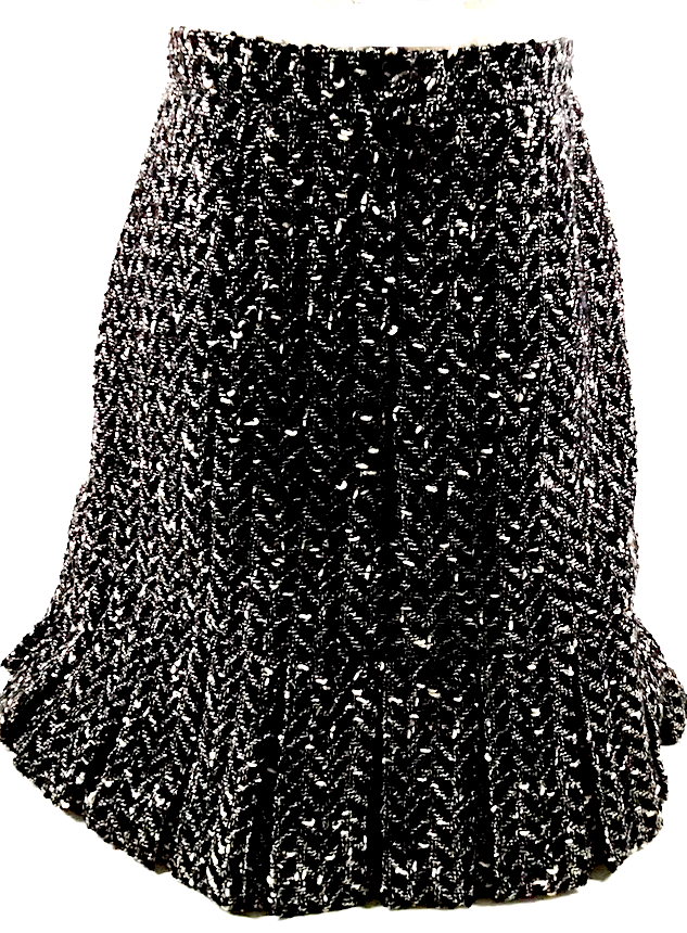 Chanel Paris. Black Tweed Wool, Nylon Skirt