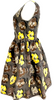 Prada Italy. Dark Brown Wool, Silk Floral Dress