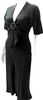 Prada Italy. Black Short Sleeve V Neck Knee Length Silk Shift Dress