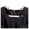 Chanel Paris. Black Wool Silk Lining Flare Chanel Belted Dress