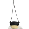 Stella McCartney UK. Beige Raffia/Black Vegan Leather Mini Silver Hardward Long Chain Shoulder Bag