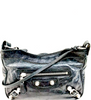 Balenciaga Paris. Black Distressed Leather Silver Hardware Mini Crossbody Bag