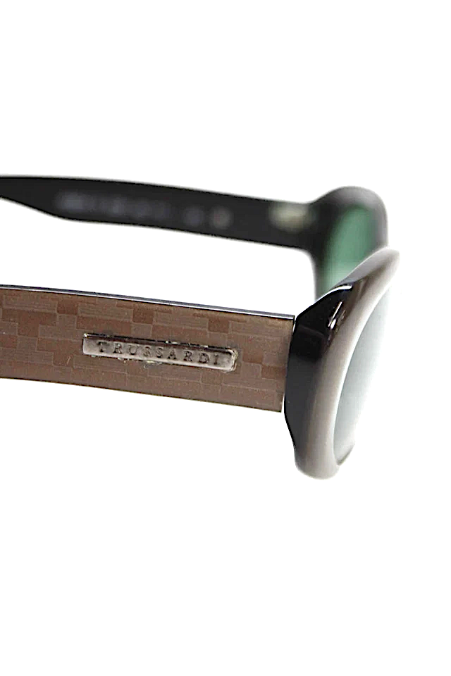 Trussardi Italy. Designer Round Gray Metallic Framed Geometric Detail Sunglasses