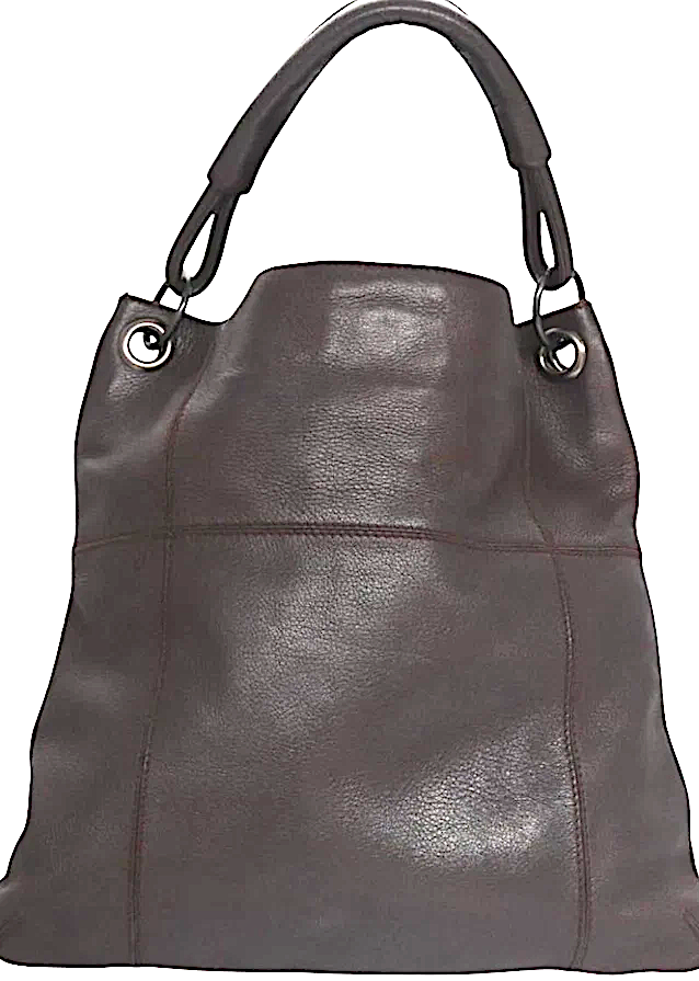 BOTTEGA VENETA Italy. Dark Brown Pebble Leather Shoulder Bag