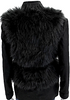 Loeffler Randall Black Cotton Faux Fur Front Long Sleeve Jacket
