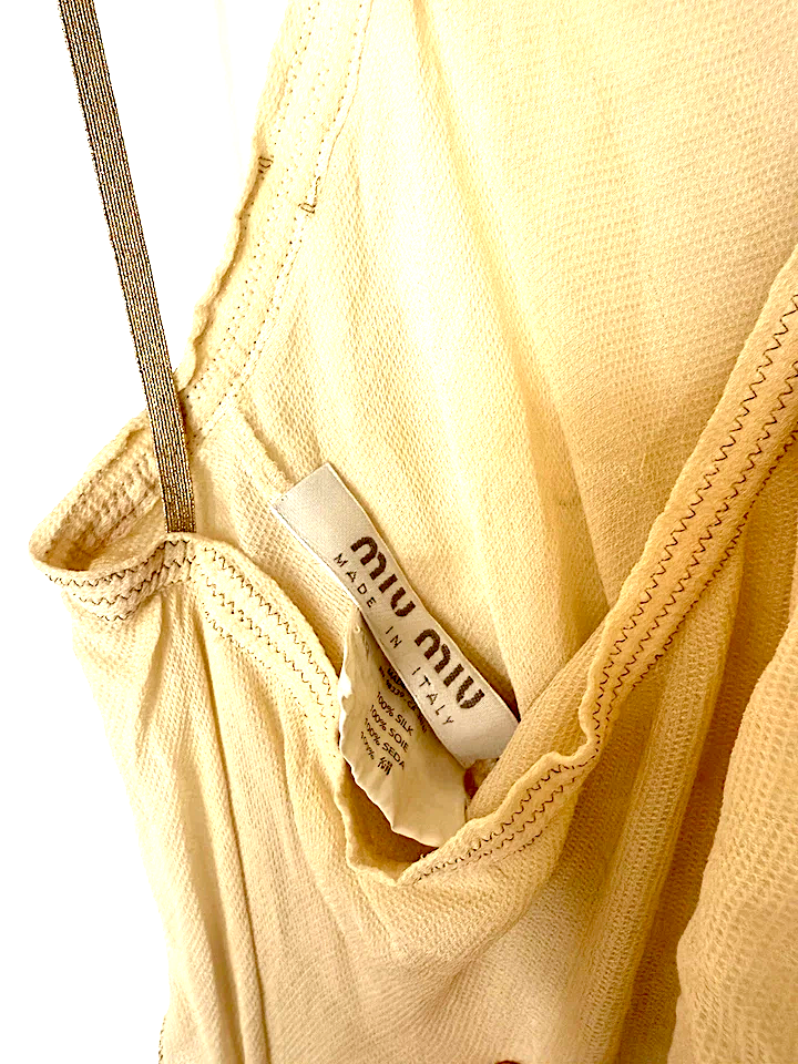 Miu Miu Italy. Vintage 100% Gold Silk Cocktail/Party Dress