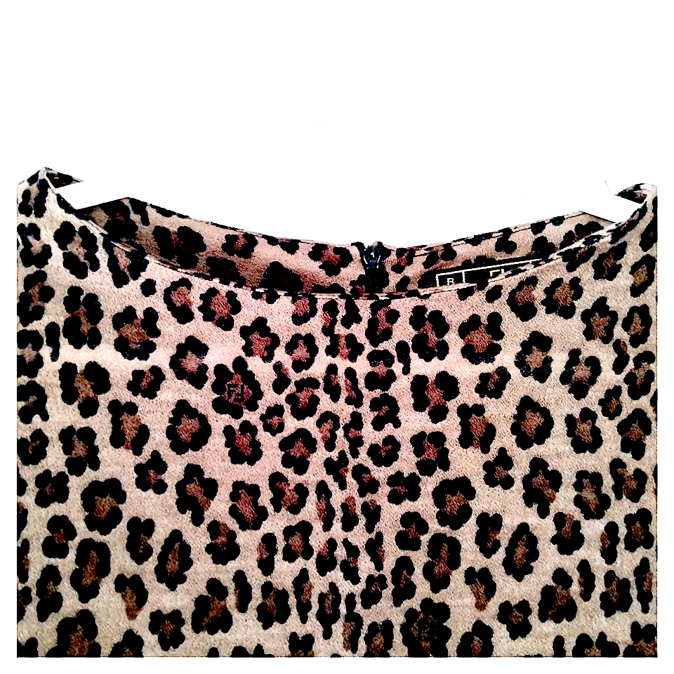 Fendi Italy. Animal Print Wool Dress