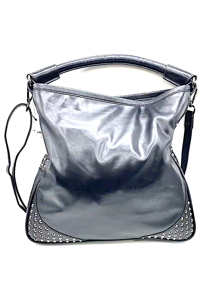 Otaniryuji Japan. Black Lambskin Leather Shoulder Bag w/silver Studded Accents