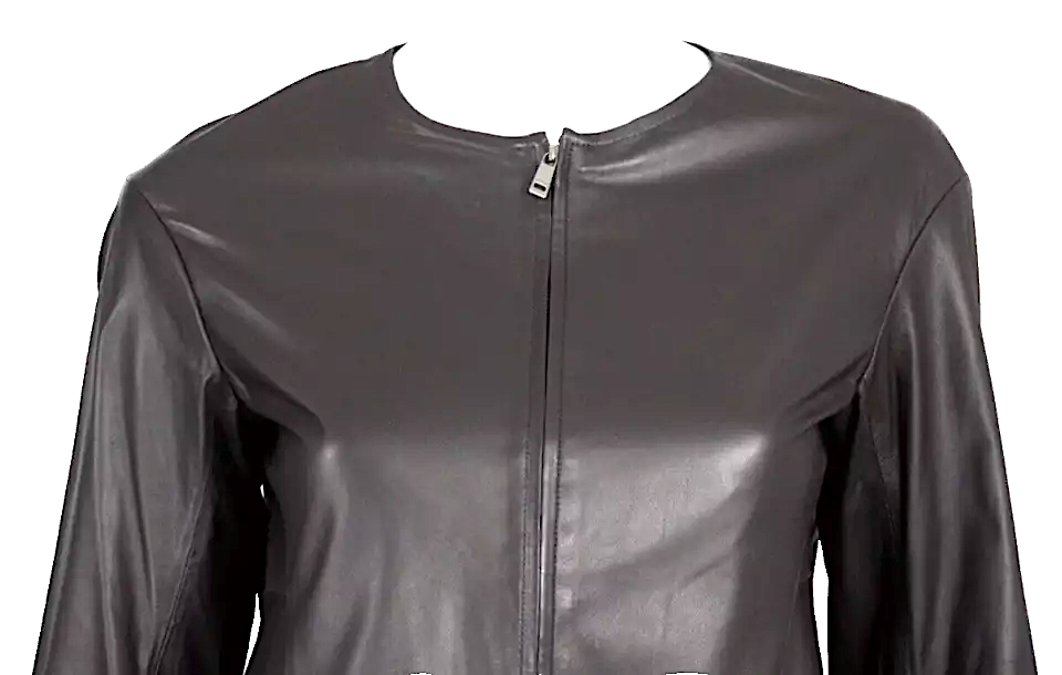 JIL SANDER Dark Raisin Brown Leather & Black Poly Techno Reversible Jacket