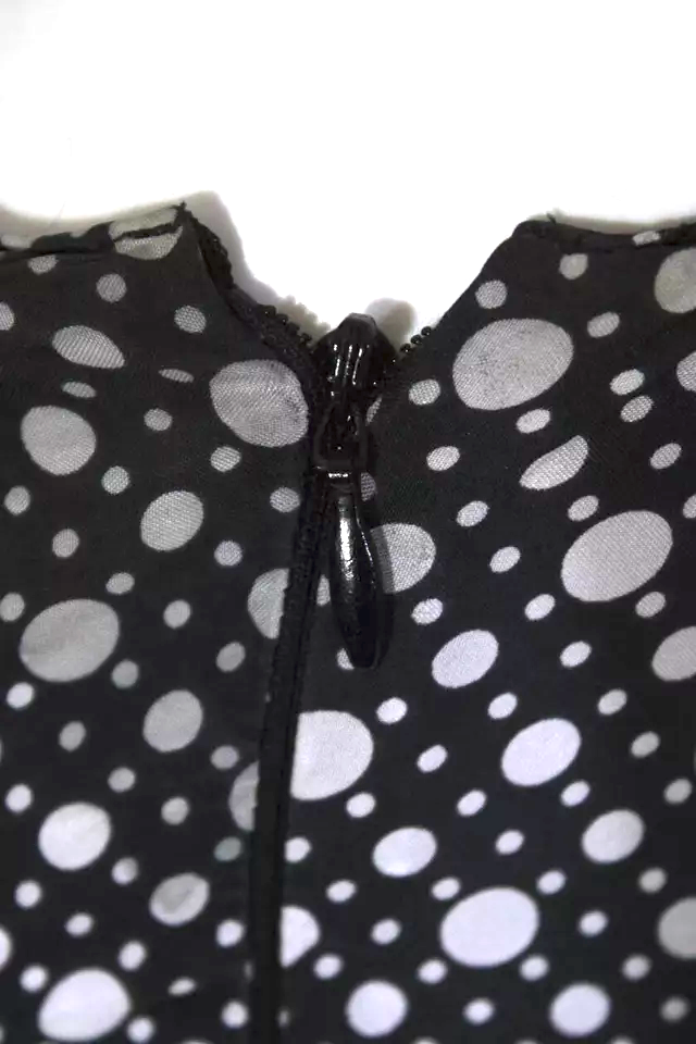 Marni Italy. Black/White Polka Dot Silk Sleeveless Scoop Neck Dress