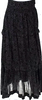 Etoile Isabel Marant Paris. Black Cotton Floral Print Tiered Maxi Skirt